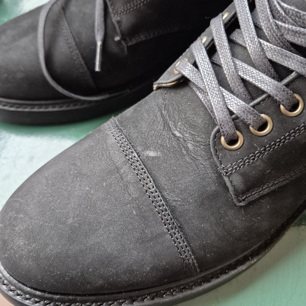 Taylor Stitch Moto Boot Black Waterproof Nubuck Leather Mens 10 Welted Preppy - Picture 7 of 15